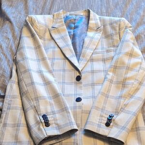 Isaac Mizrahi Men's Tan Plaid Blazer